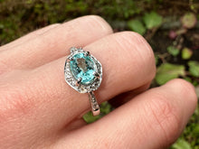 Load image into Gallery viewer, PARAIBA COLOR TOURMALINE AND DIAMOND RING IN 18KT WHITE GOLD
