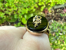 Load image into Gallery viewer, VICTORIAN BLACK ONYX AND SEED PEARL MOURNING RING IN 10KT GOLD
