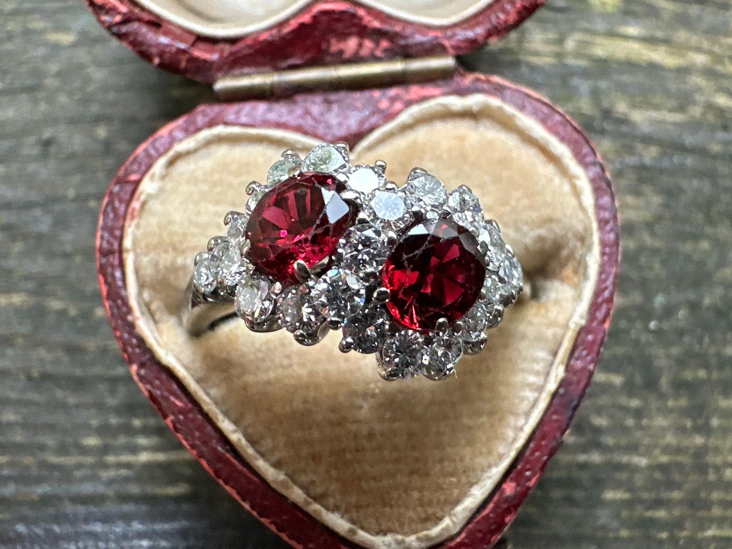 TOI ET MOI RUBY AND DIAMOND RING IN 18KT WHITE GOLD